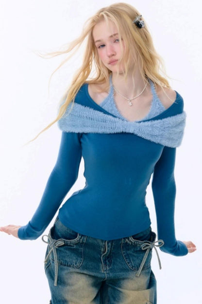 Bow-Knot Knitted Halter Top