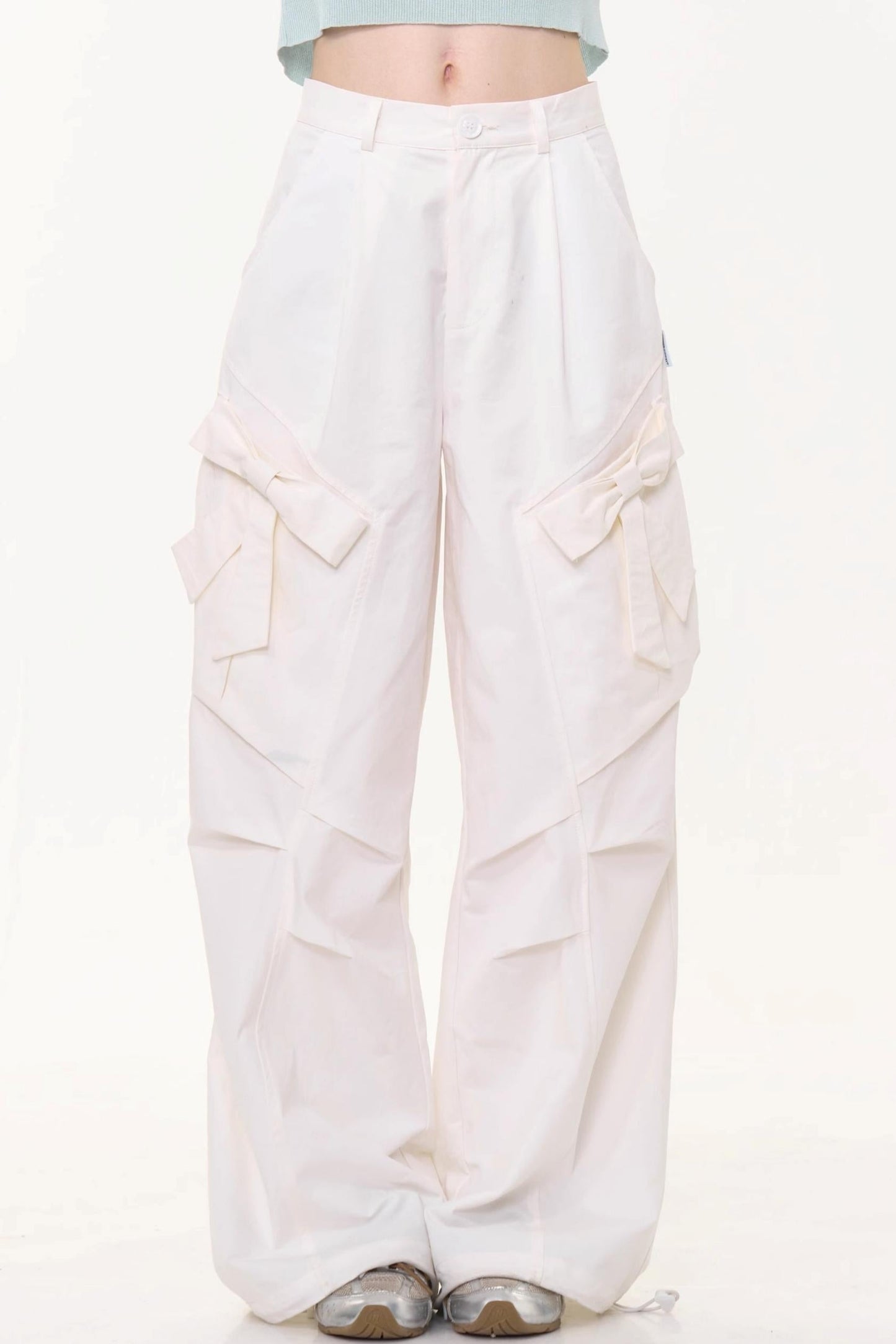 Retro White High-Waist Wide-Leg Pants