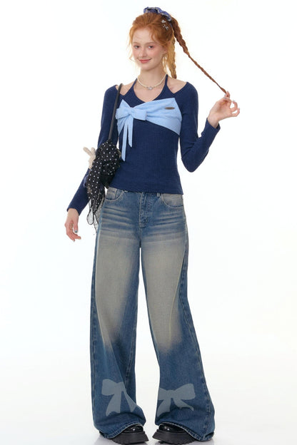 Patchwork Halterneck Knitted Top