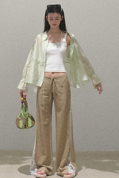 Copper Lace Wide Leg Pants