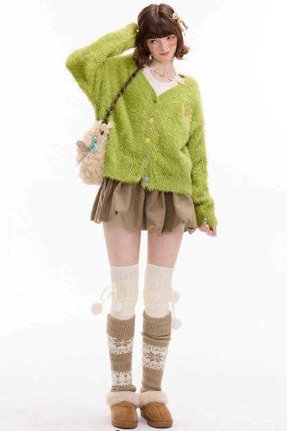 Autumn High Waisted Woolen A Line Skirt
