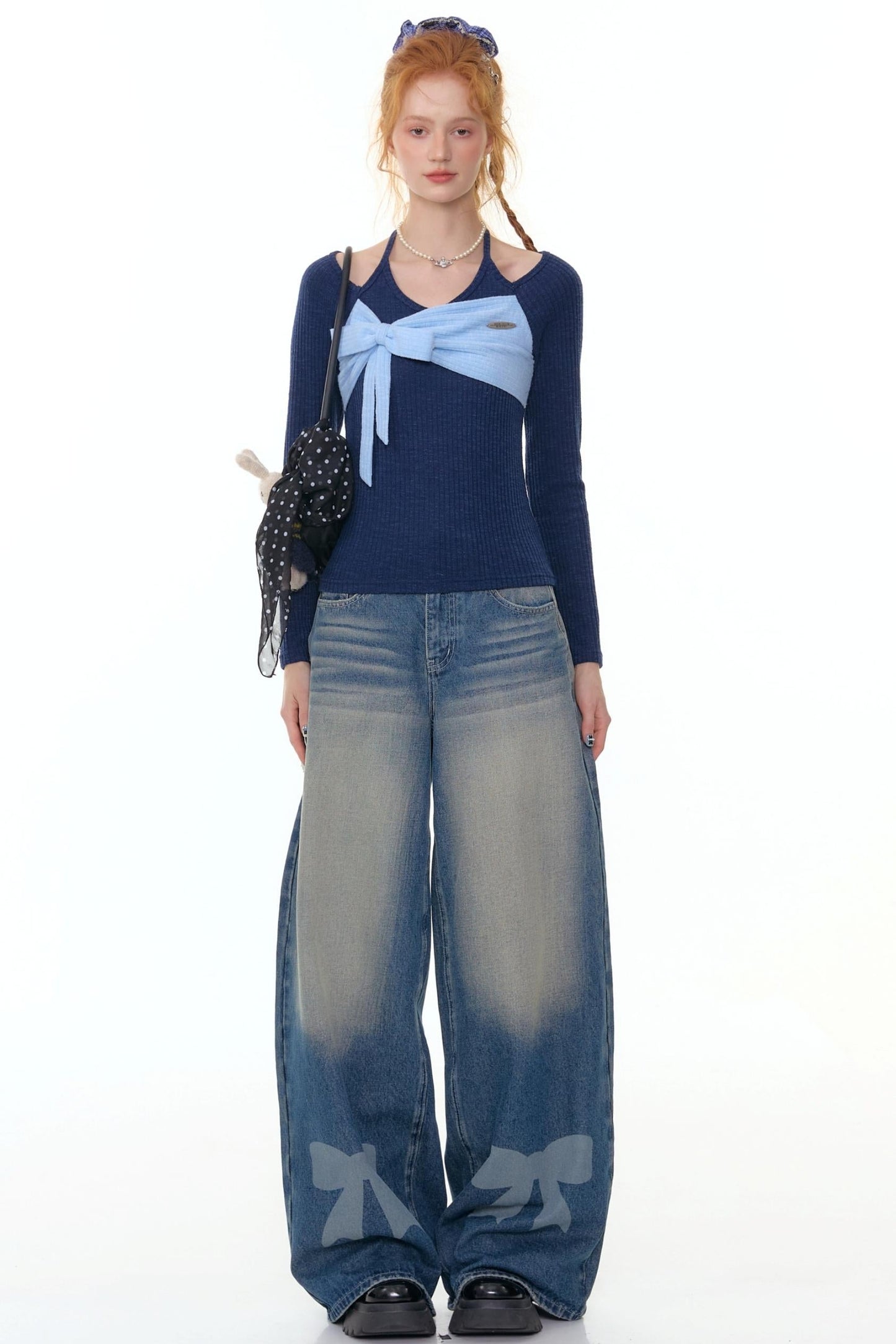 Patchwork Halterneck Knitted Top