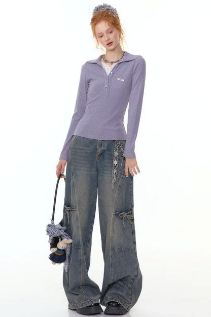 Zizifei 针织蕾丝上衣