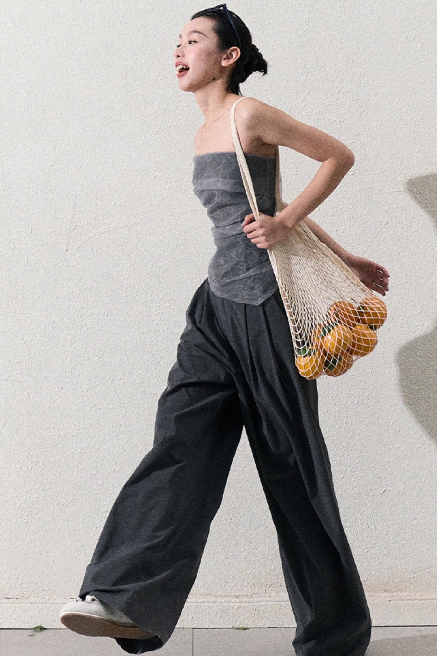 Casual Slim Jacket & Wide Lace Pants Set-Up