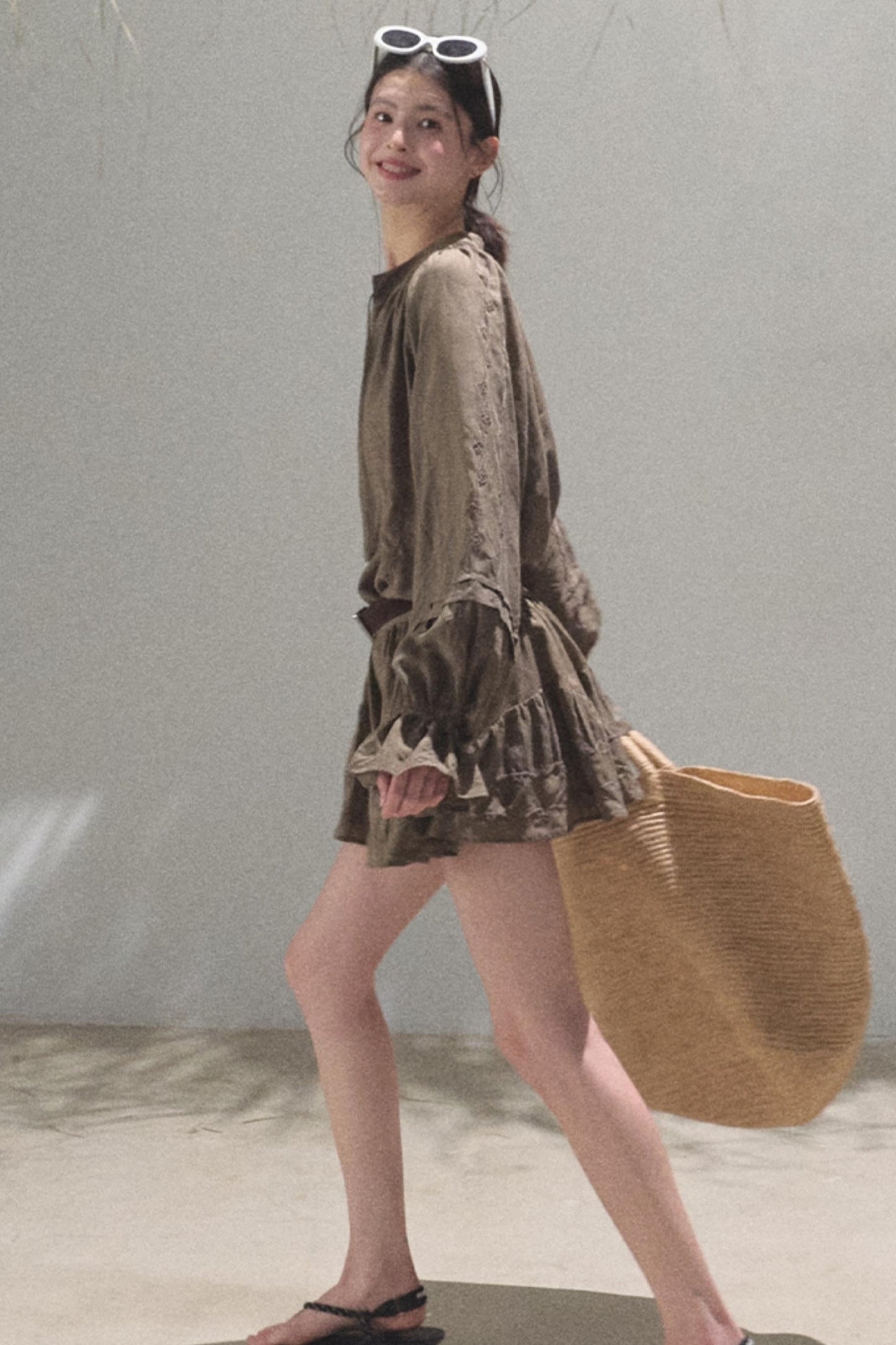 Relaxed Bubble Sleeve Skirt Set-Up