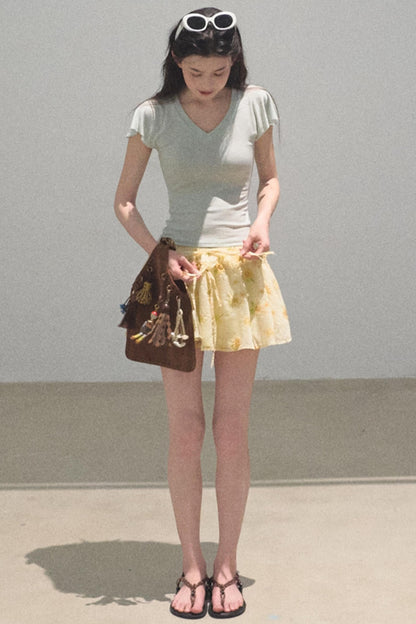 Embroidered Puffy A-Line Skirt