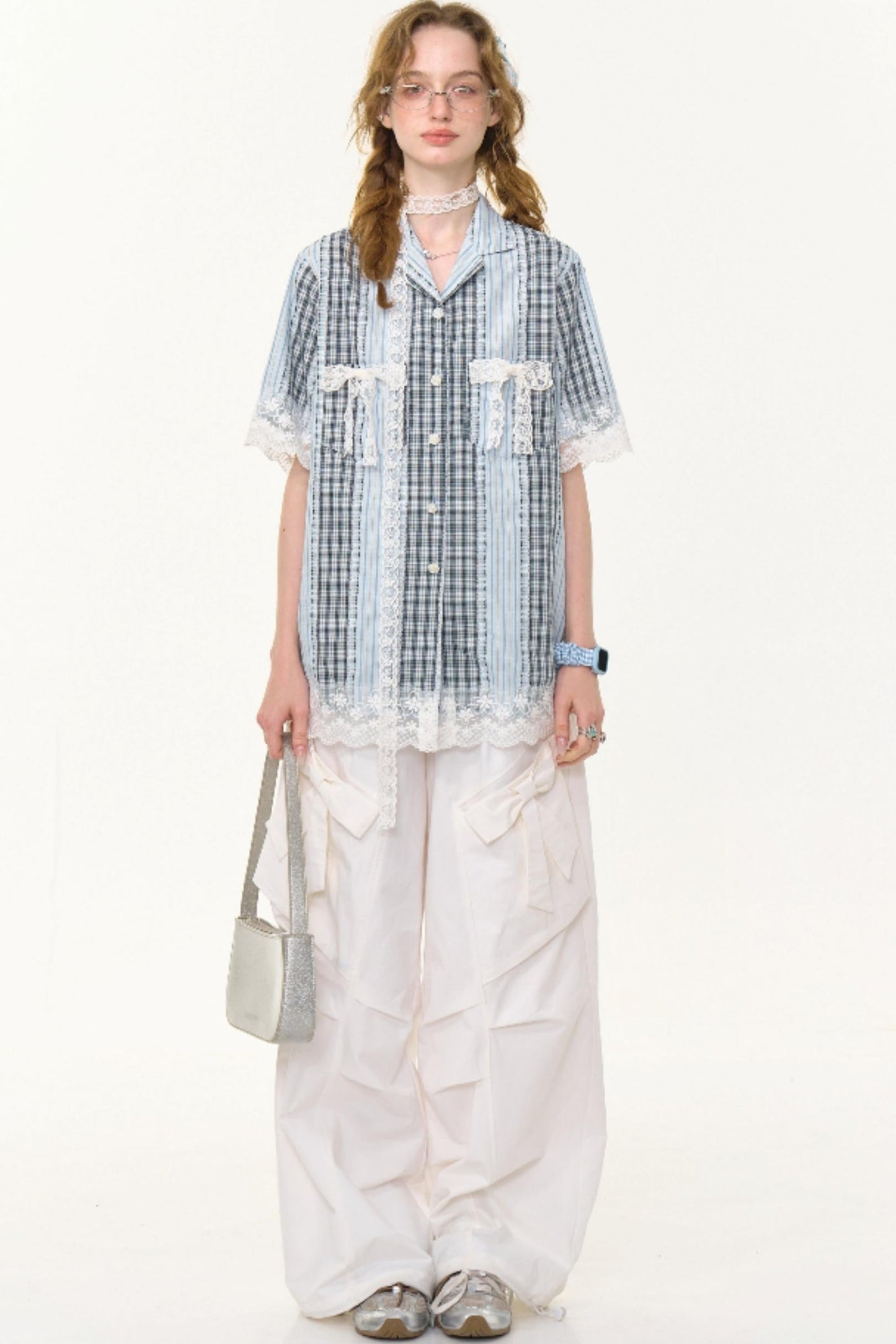 Retro White High-Waist Wide-Leg Pants