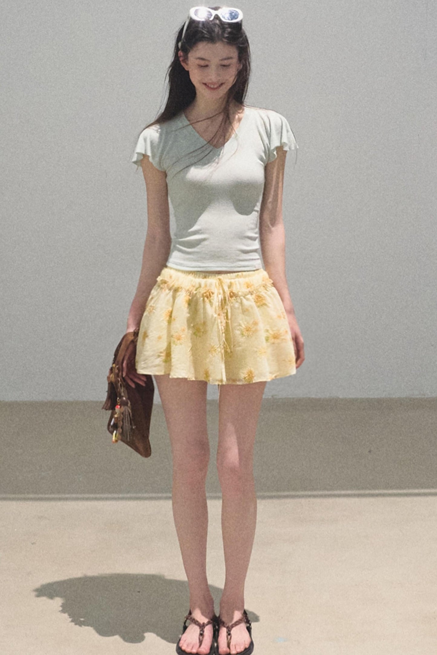 Embroidered Puffy A-Line Skirt