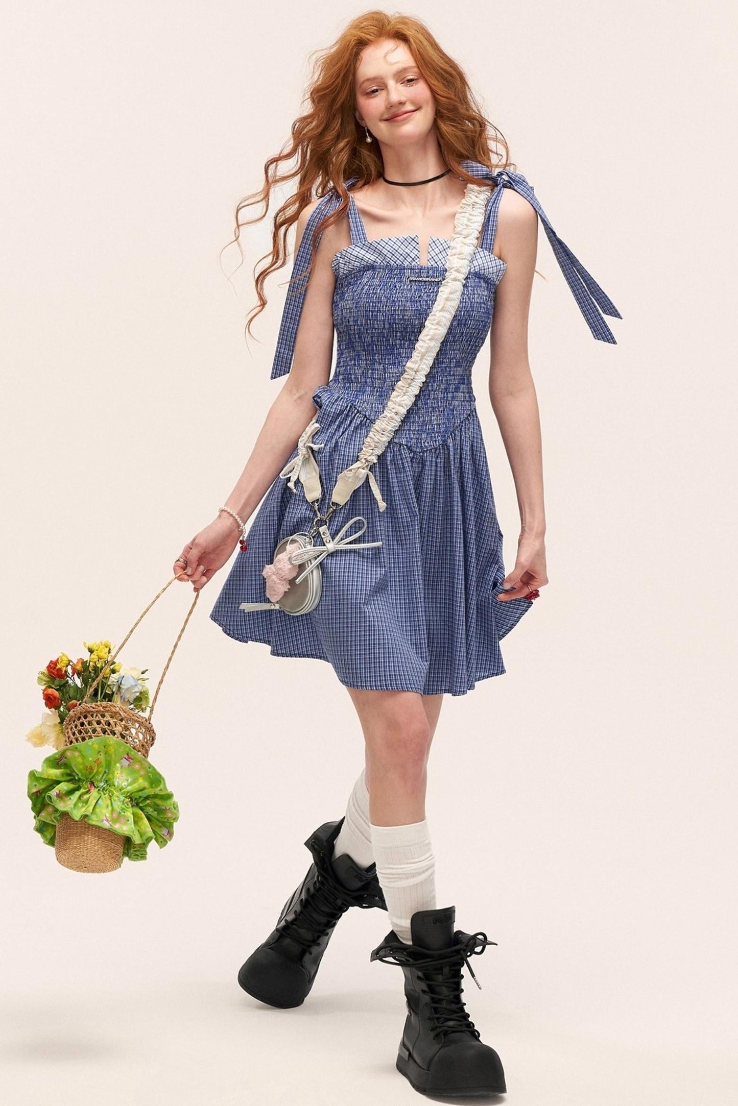 フレンチ ストライプ ボウ サンドレス