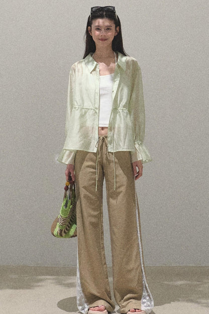 Copper Lace Wide Leg Pants