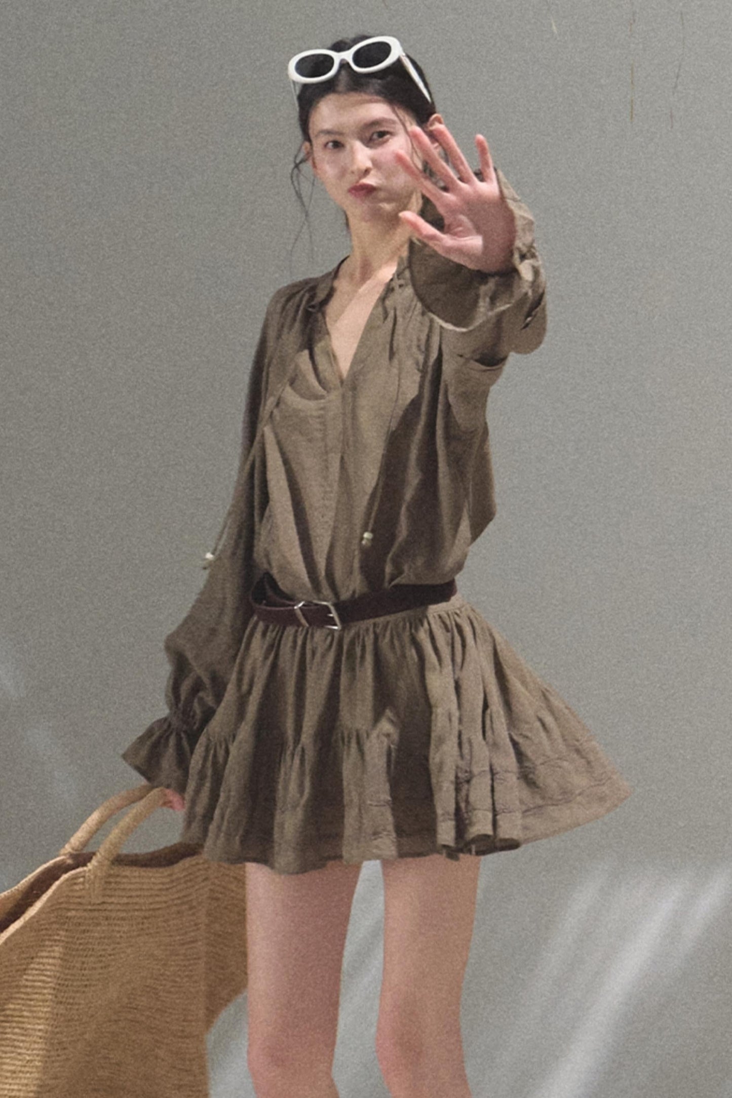 Relaxed Bubble Sleeve Skirt Set-Up