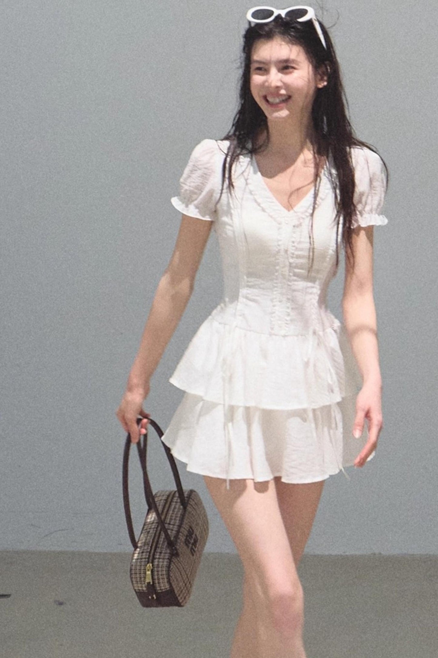 Blue Hour V-Neck Double-Sleeved Dress