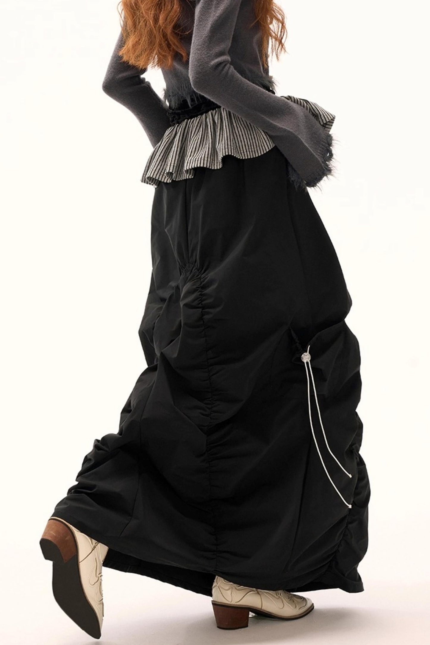 Functional Irregular Hem Black Skirt