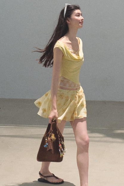 Embroidered Puffy A-Line Skirt