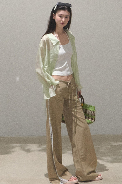 Copper Lace Wide Leg Pants