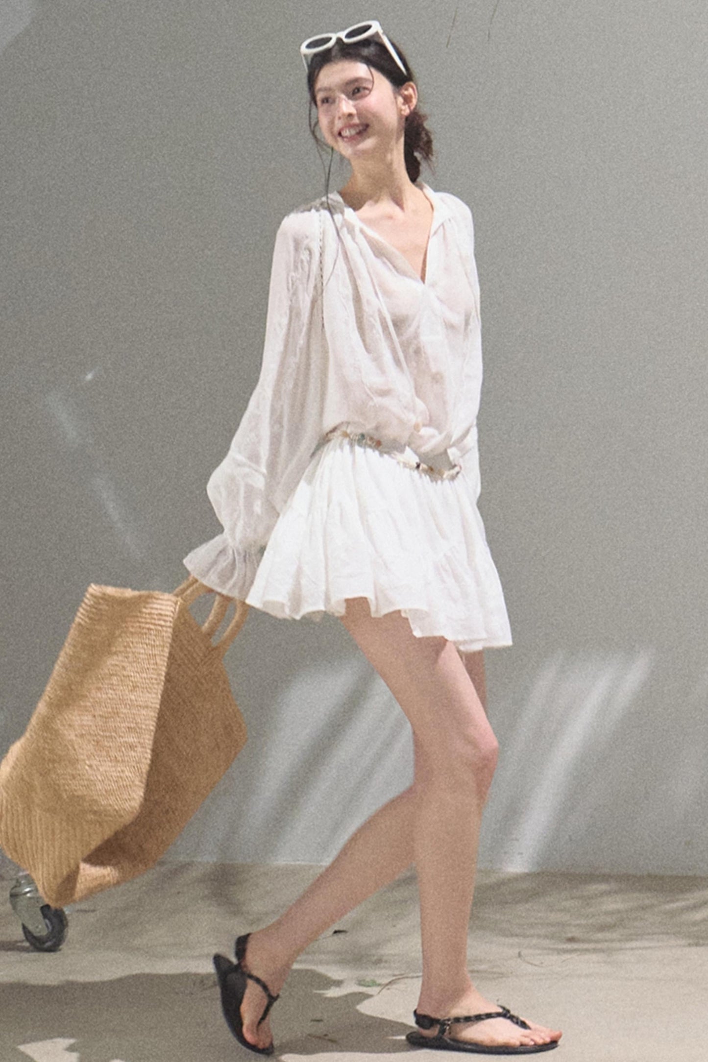 Relaxed Bubble Sleeve Skirt Set-Up