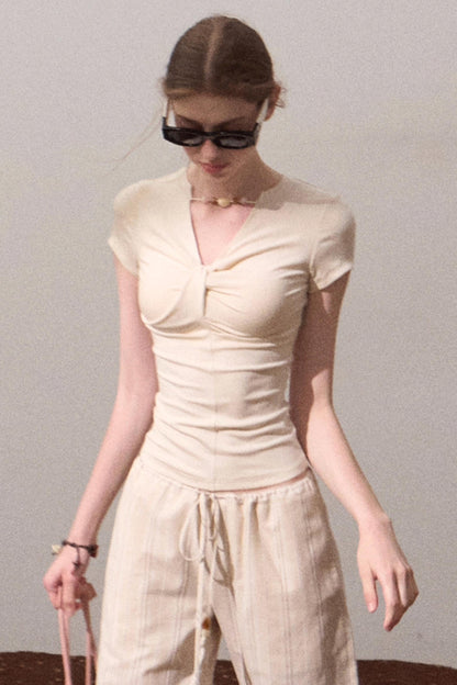 Cool Beaded V-Neck Tee