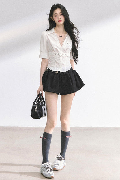 French V-Neck Lace Top