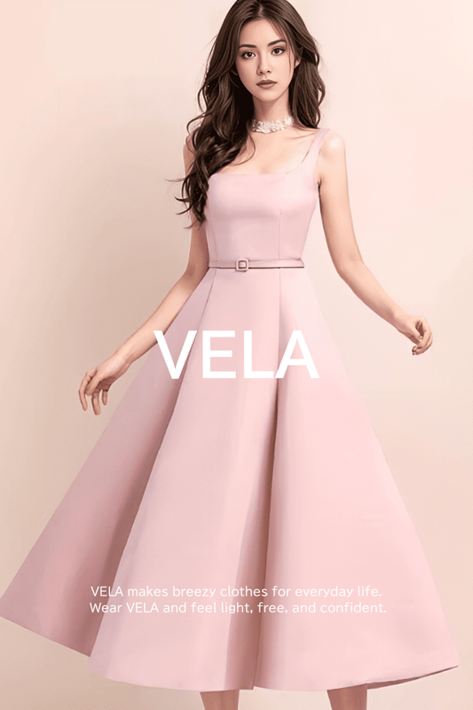 Square Neck Narrow Belt Flare Dress