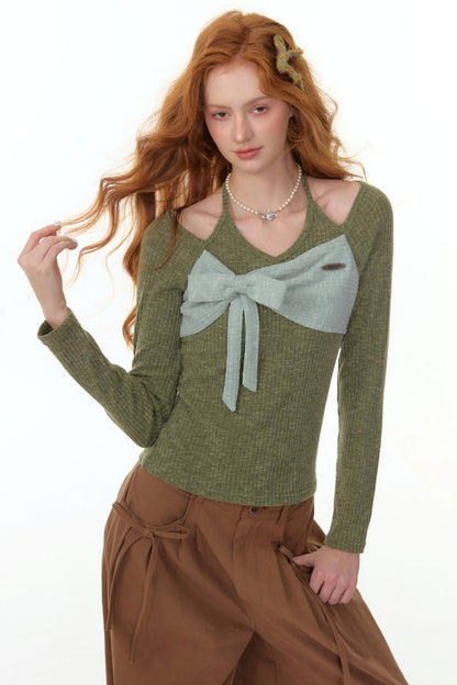 Patchwork Halterneck Knitted Top