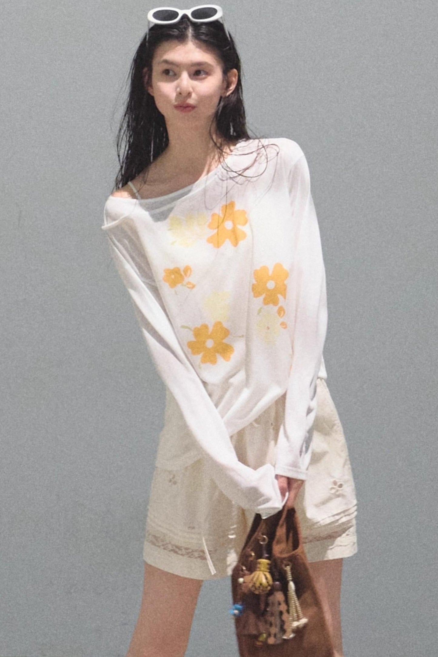 Floral Knit Off-the-Shoulder Cover-Up Top