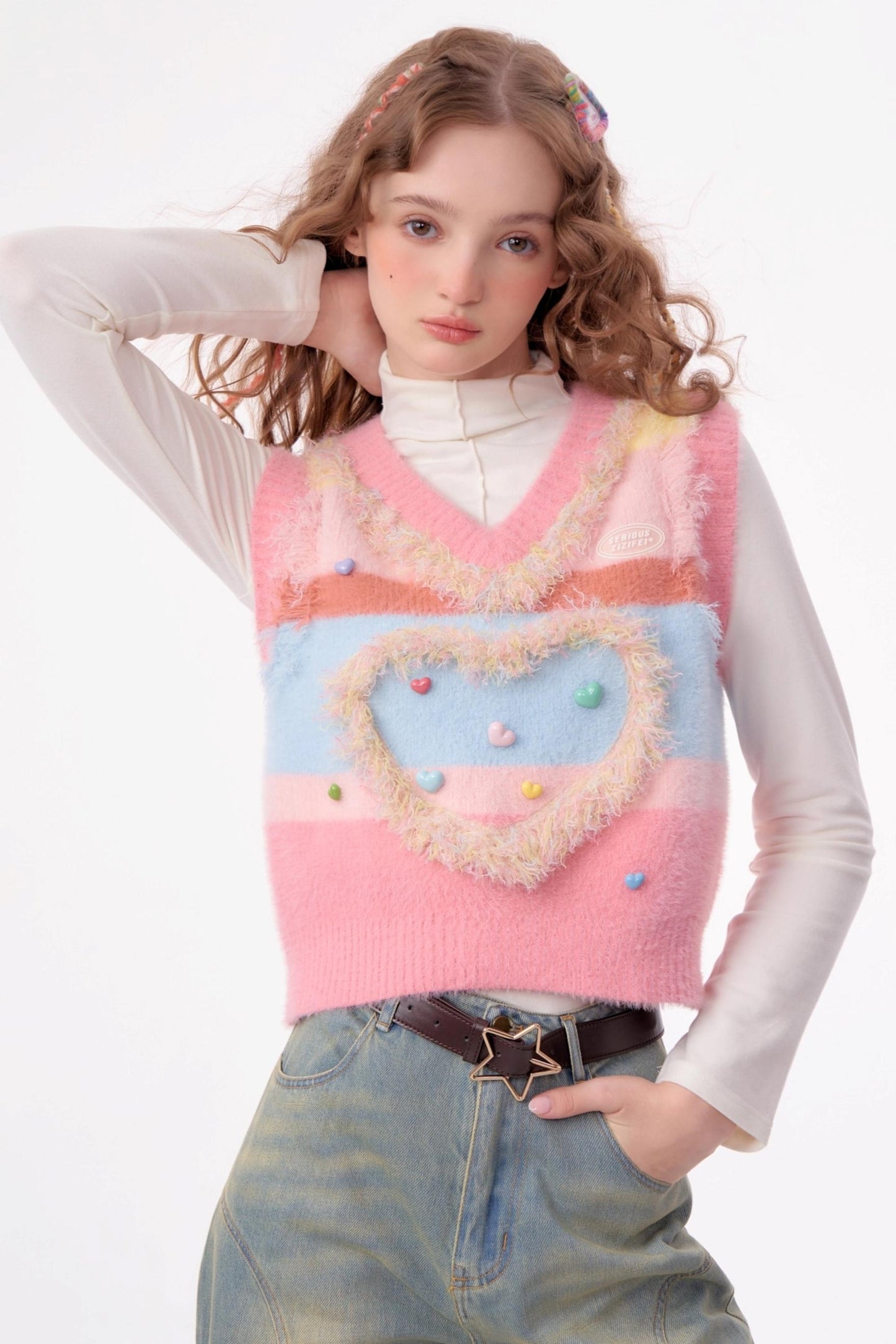 Vintage Pink Knitted V-Neck Sweater Vest