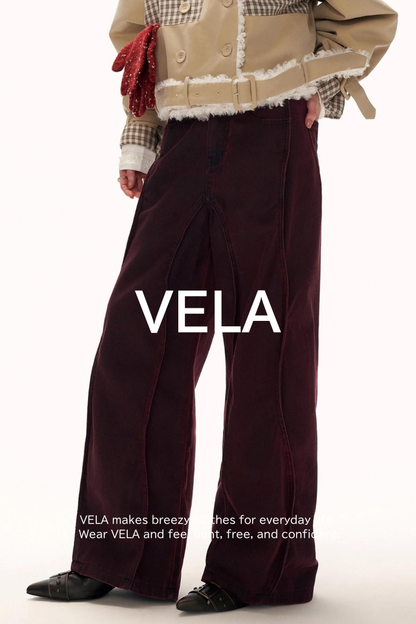 Red Wave Denim Pants