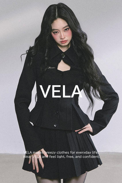 Gatsby Daughter Two-Piece Black Jacket Set-Up