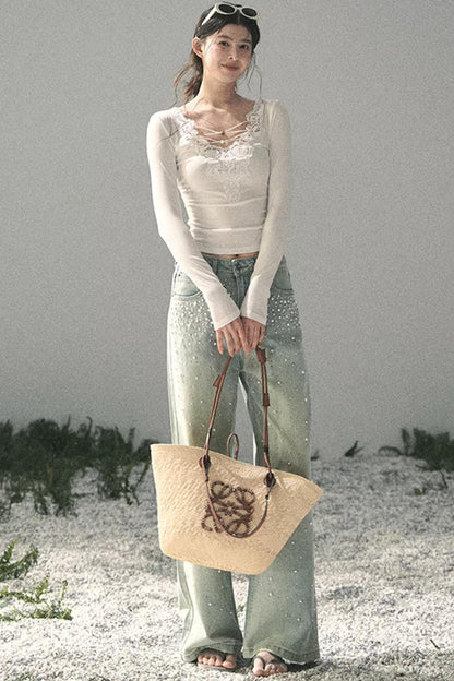 Lace V-Neck Summer Top