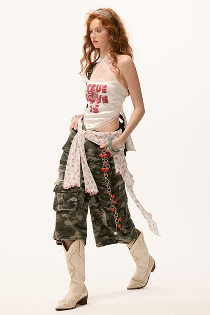 Camouflage Denim Shorts