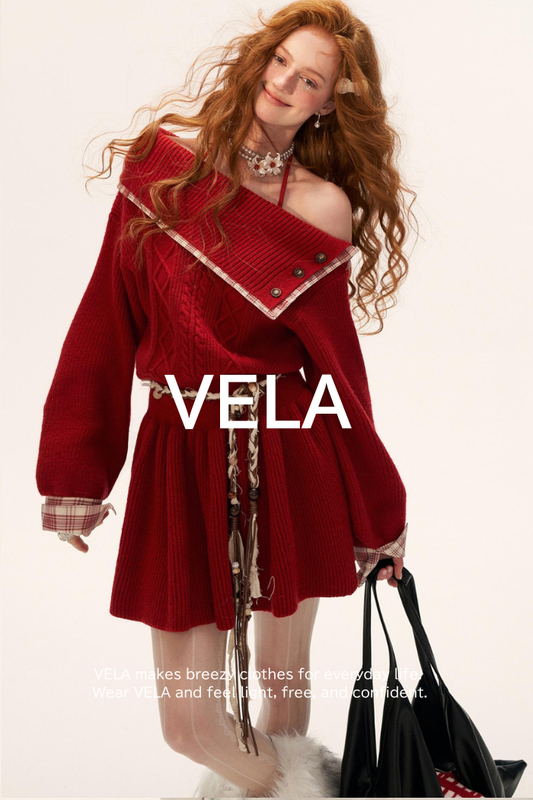 Lazy Red Plaid Sweater Dress