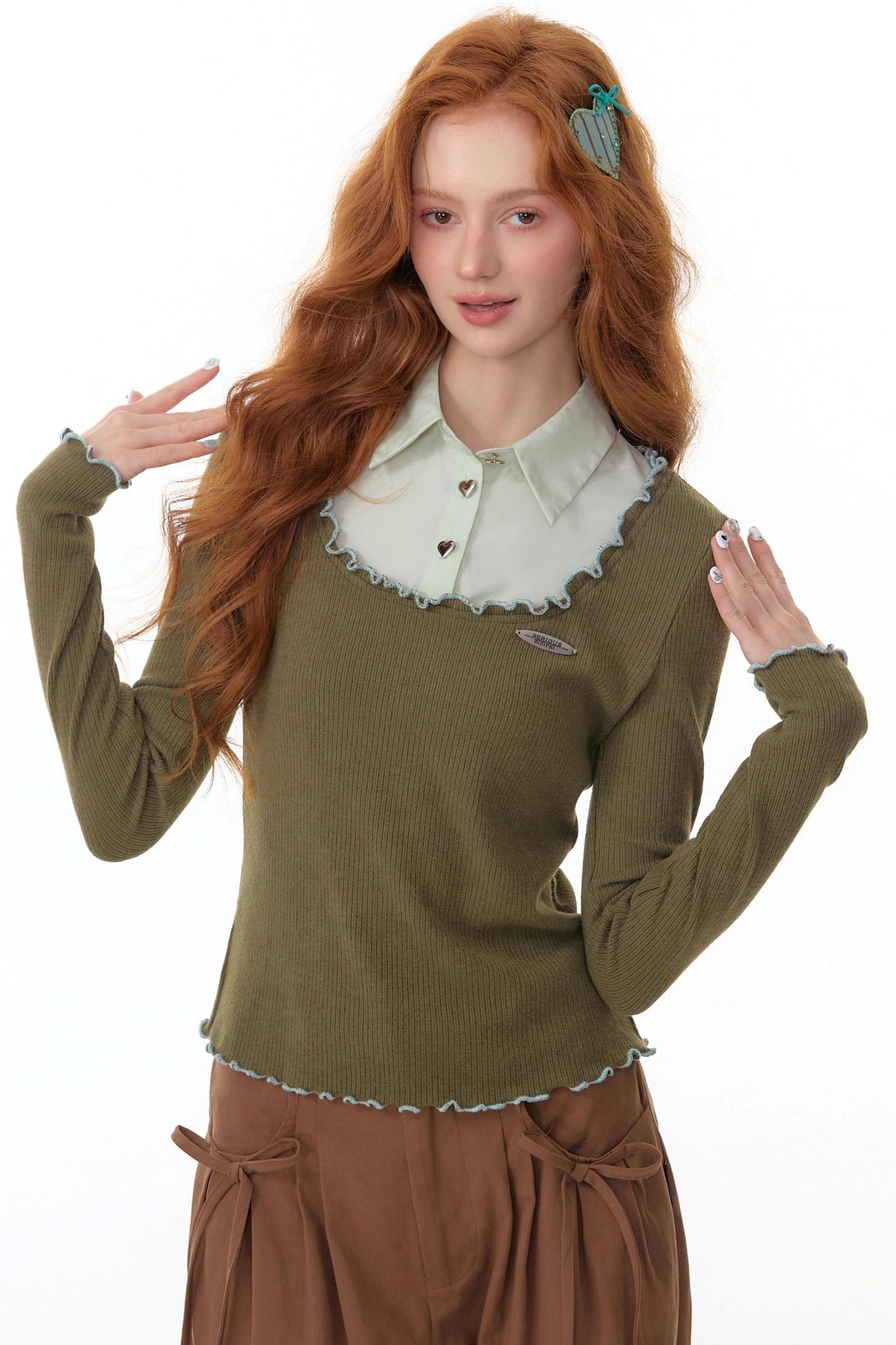 Polo Collar Long Sleeve T-Shirt