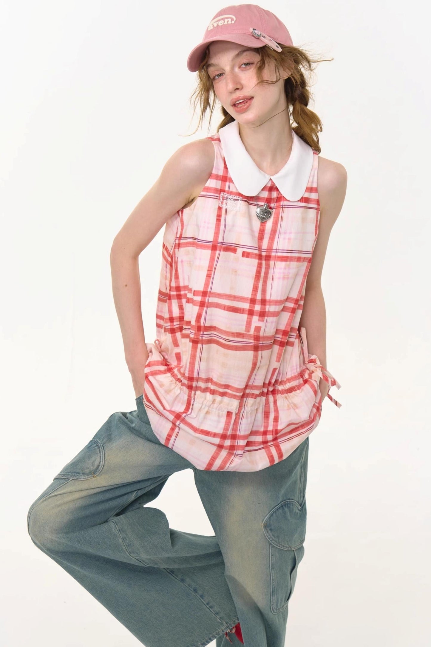 Pink Plaid Doll Dress