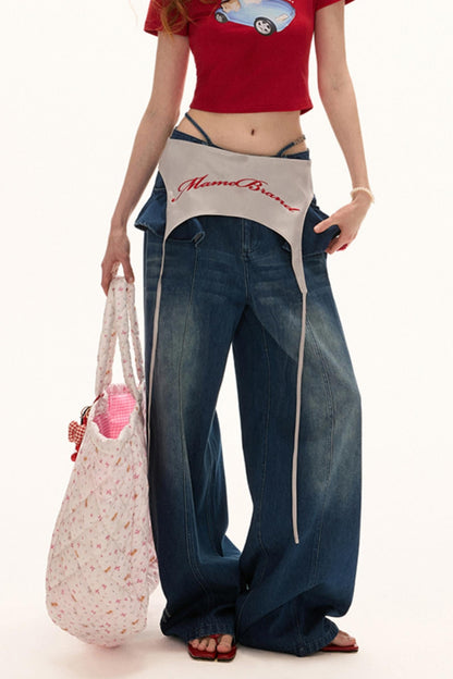 Vintage Black Lotus Leaf Jeans