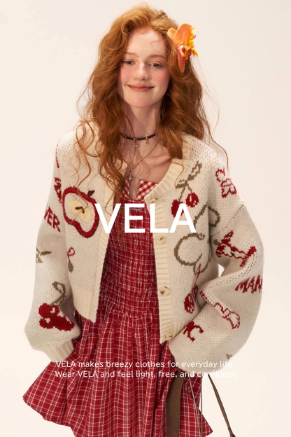 Knitted Cherry Cardigan