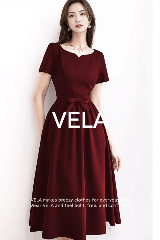 Notched Neck Waist-Tie Flare Dress