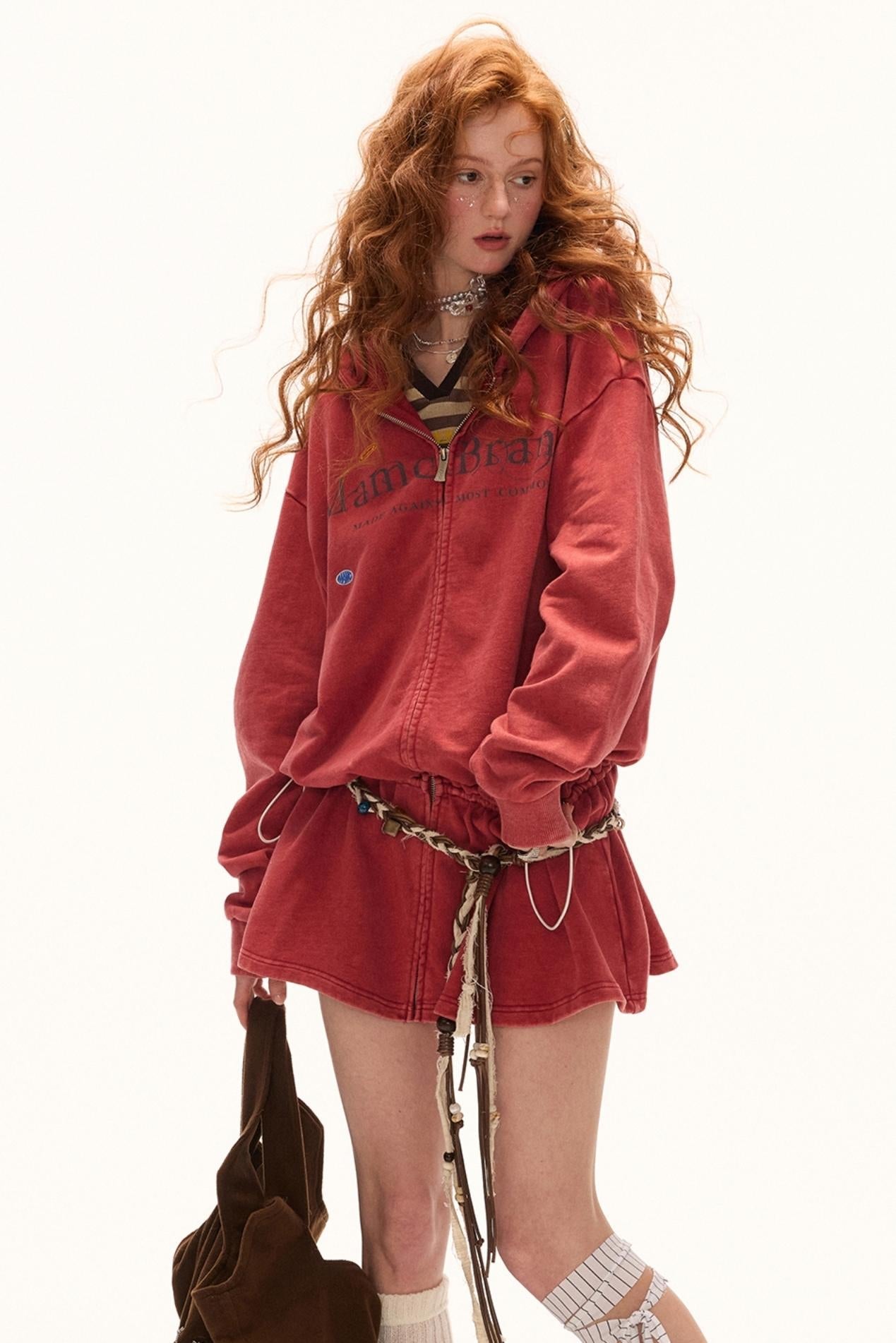 Autumn Logo Hooded Zipper Dress