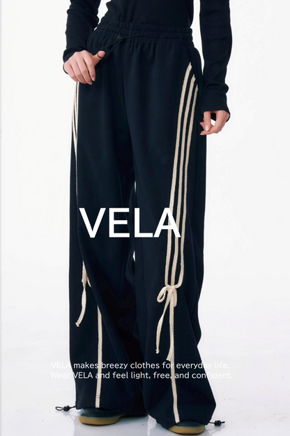 Drape Tie Straight Leg Sweatpants