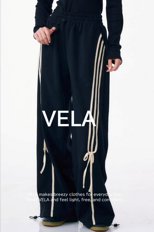 Drape Tie Straight Leg Sweatpants