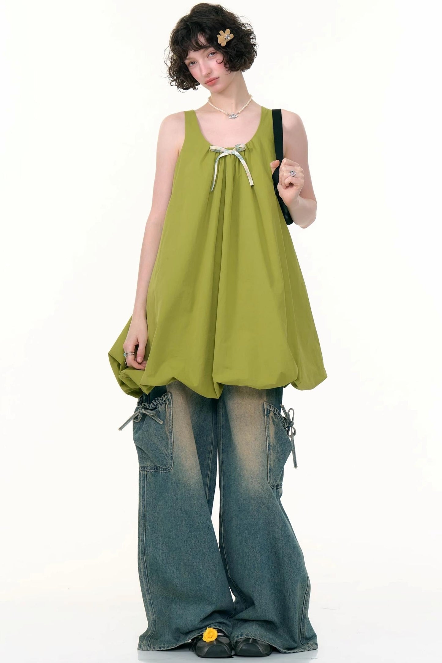 Green Bud Sleeveless Dress