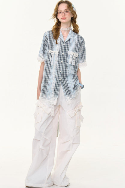 Retro White High-Waist Wide-Leg Pants