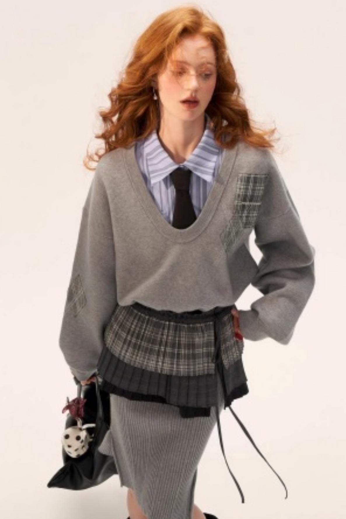 气质灰色毛衣连衣裙