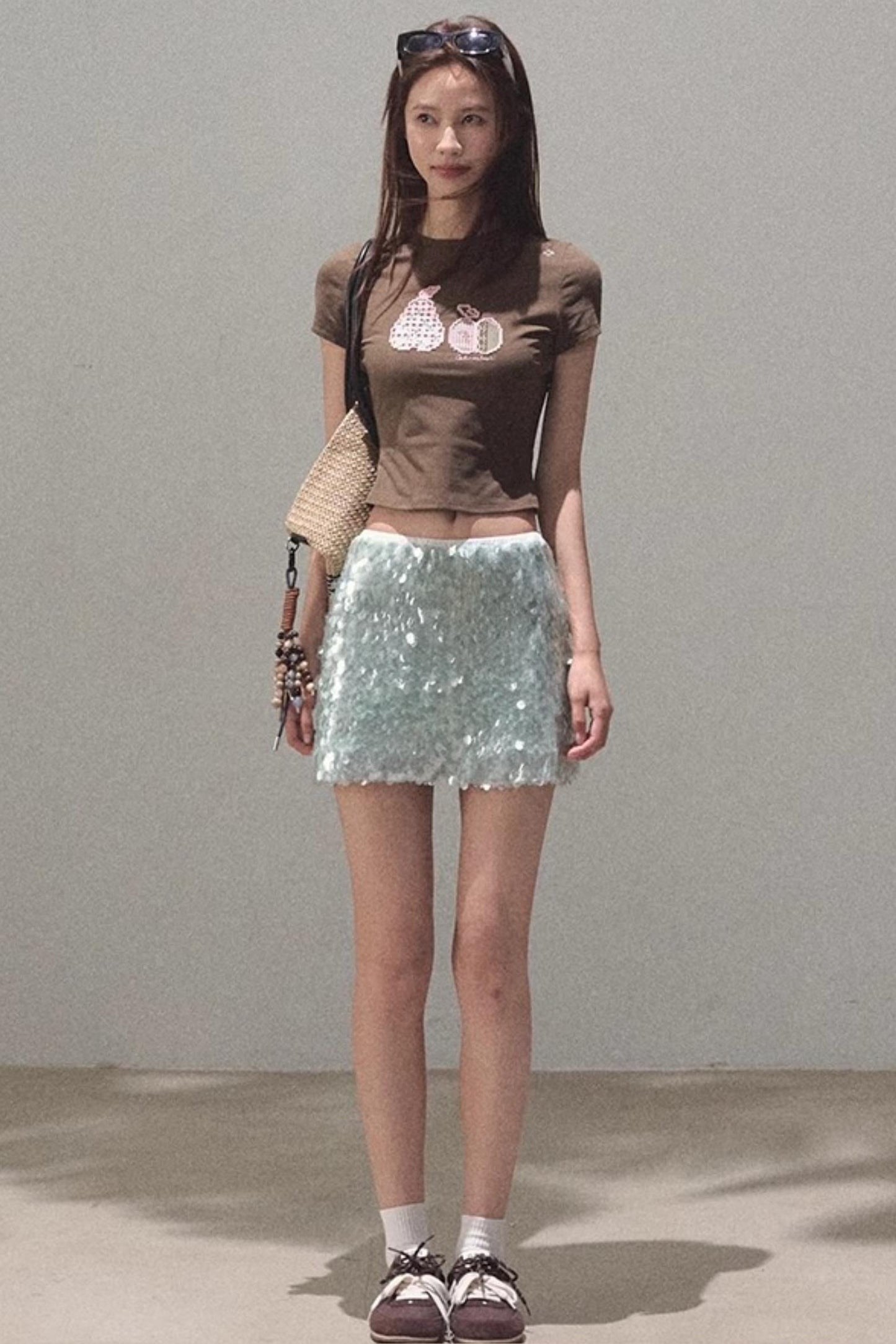 Dual-Color Sequin A-Line Mini Skirt