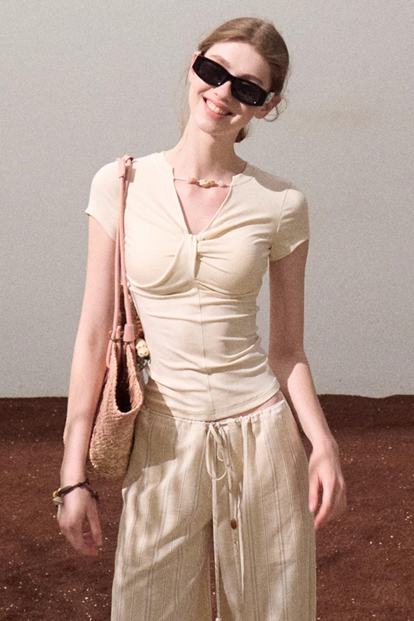 Cool Beaded V-Neck Tee