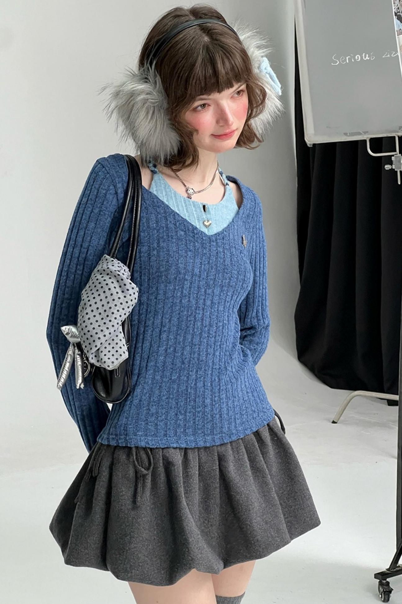 Autumn Slim Halterneck Knit Top