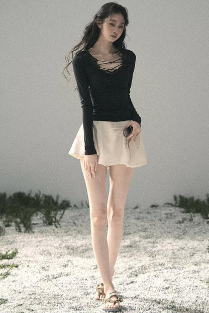 Lace V-Neck Summer Top