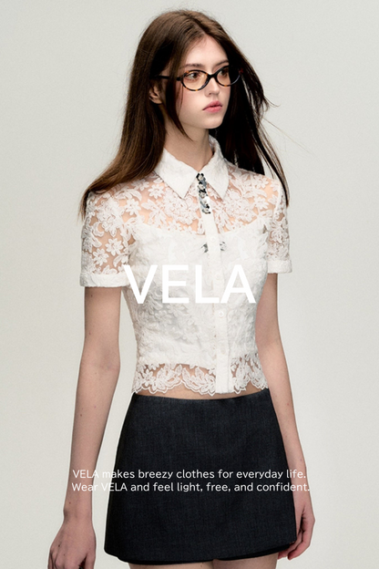 Lace Sequined Fashion Shirt
