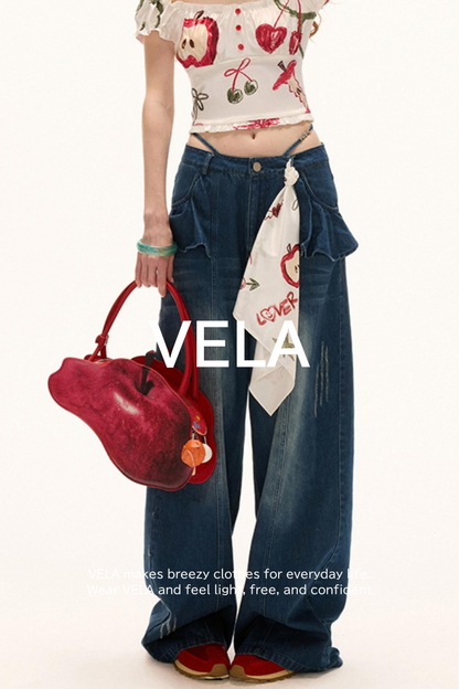 Vintage Black Lotus Leaf Jeans