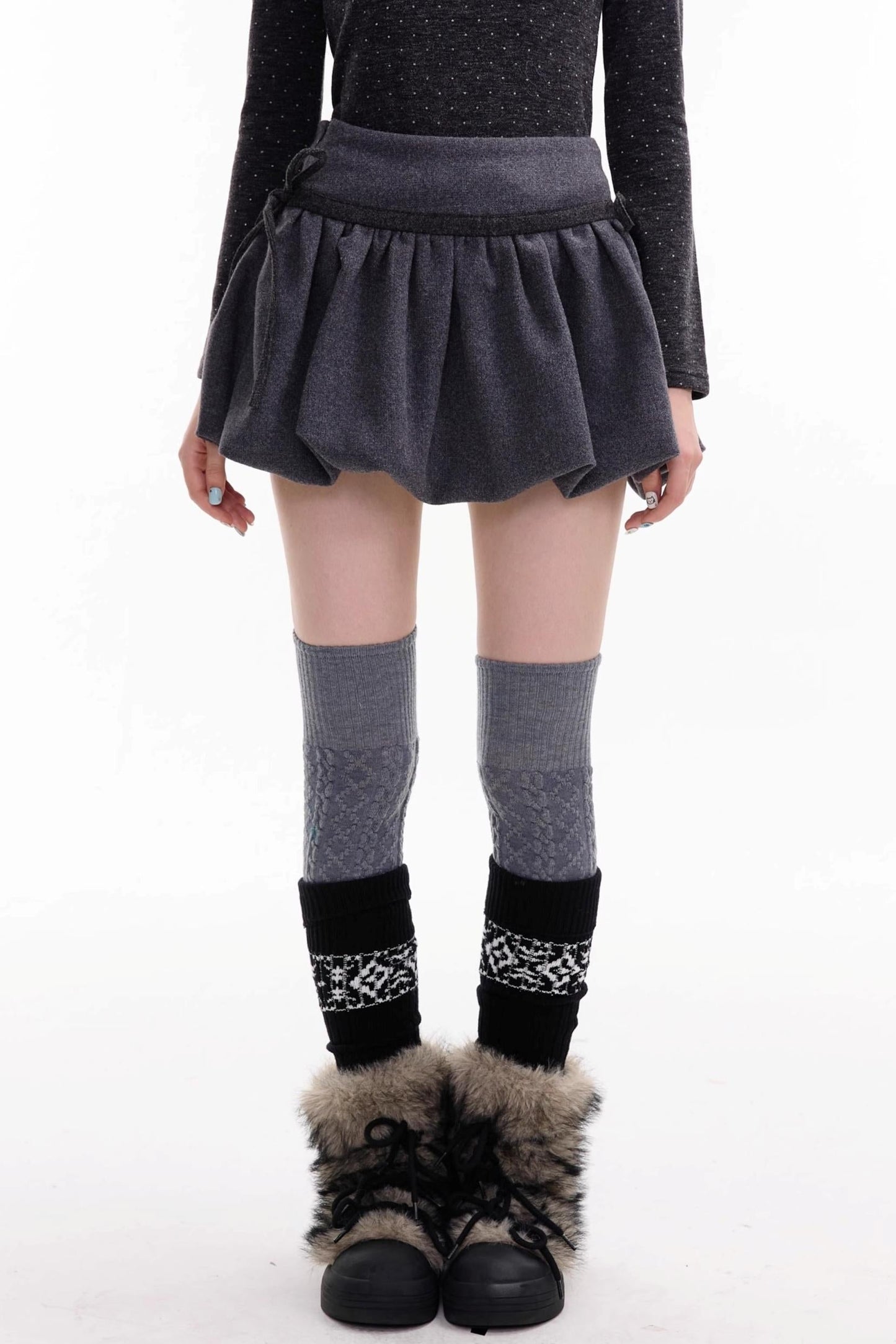 Autumn High Waisted Woolen A Line Skirt