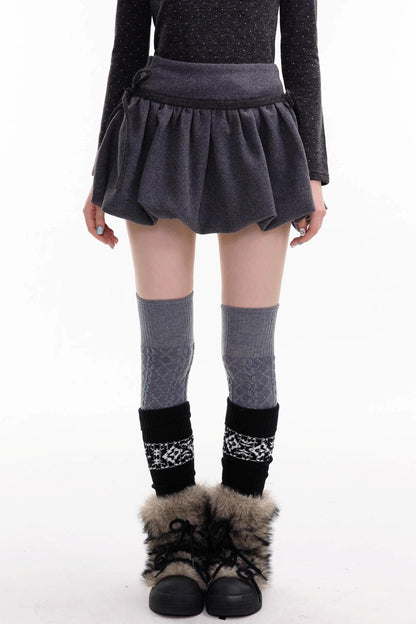 Autumn High Waisted Woolen A Line Skirt